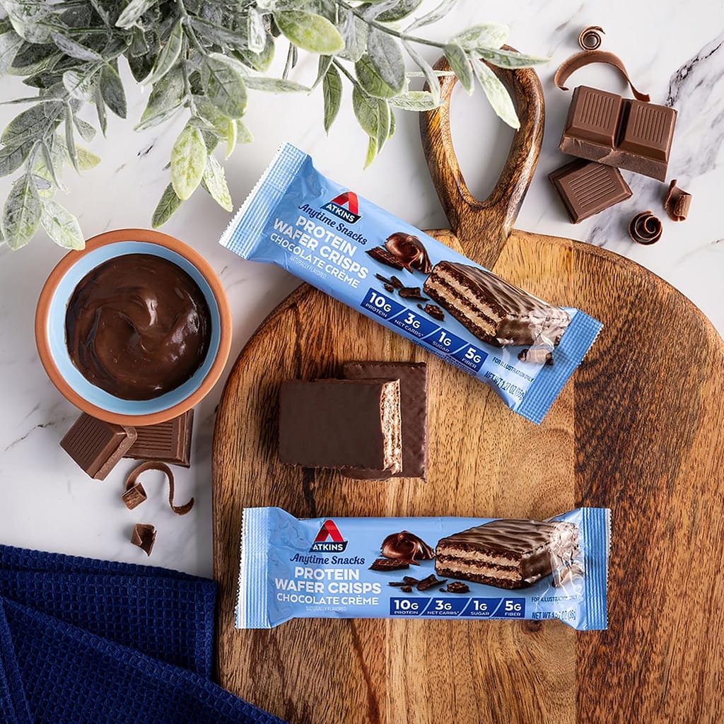 Atkins Chocolate Crème Protein Wafer Crisps, Protein Dessert, 4g Net Carb, 1g Sugar, High in Fiber, Keto Friendly, 5 Count Atkins Chocolate Crème Protein Wafer Crisps, Protein Dessert, 4g Net Carb, 1g Sugar, High in Fiber, Keto Friendly, 5 Count