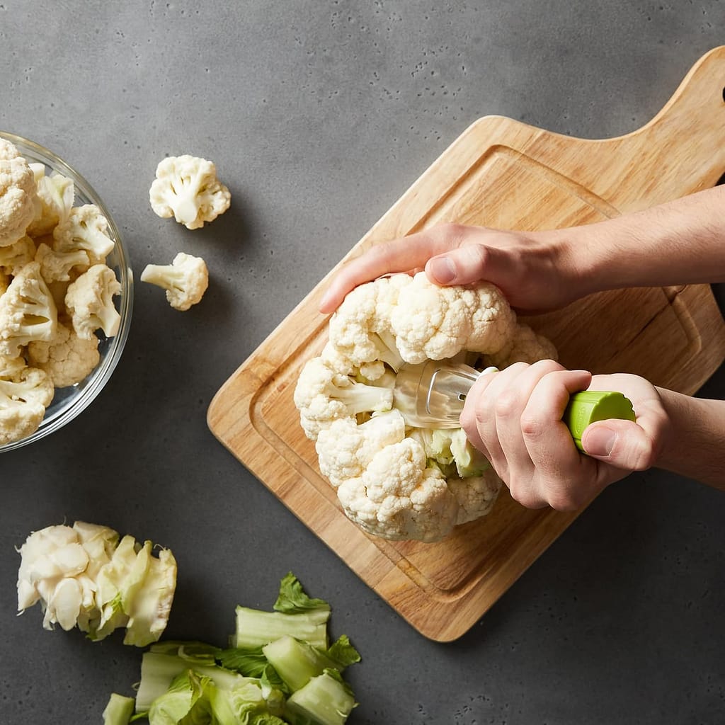 Chefn Stalk Chop Cauliflower Prep Tool, Green, 7 ½ x 1 ¾-inches - Chefn Stalk Chop Cauliflower Prep Tool, Green, 7 ½ x 1 ¾-inches -