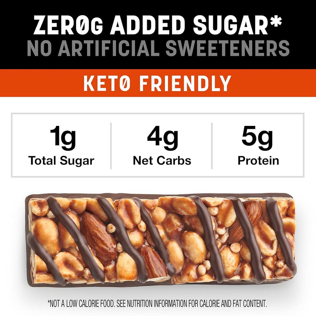 KIND ZERO Added Sugar Bars, Keto Friendly Snacks, Caramel Almond and Sea Salt Flavored, 6.2oz Box (5 Bars) KIND ZERO Added Sugar Bars, Keto Friendly Snacks, Caramel Almond and Sea Salt Flavored, 6.2oz Box (5 Bars)