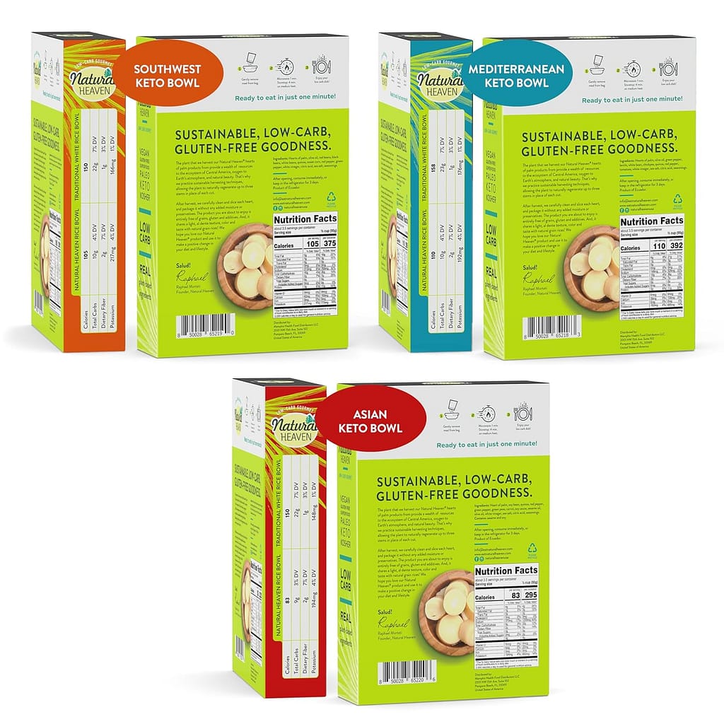 Natural Heaven Hearts of Palm Keto Food Bowl Variety 6-Pack – Asian, Southwest Mediterranean Prepared Meals, Ready in 60 Seconds, 9 Oz Ea Natural Heaven Hearts of Palm Keto Food Bowl Variety 6-Pack – Asian, Southwest Mediterranean Prepared Meals, Ready in 60 Seconds, 9 Oz Ea