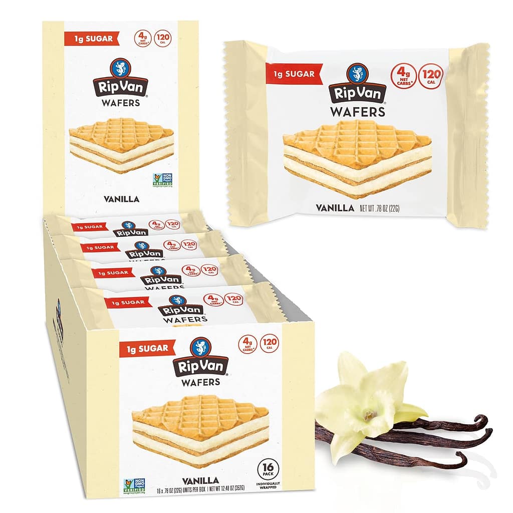 Rip Van Chocolate Hazelnut Wafer Cookies, Keto, Non-GMO, Healthy Snacks, Low Carb Low Sugar (2g), Low Calorie, Vegan, 16 Count Rip Van Chocolate Hazelnut Wafer Cookies, Keto, Non-GMO, Healthy Snacks, Low Carb Low Sugar (2g), Low Calorie, Vegan, 16 Count