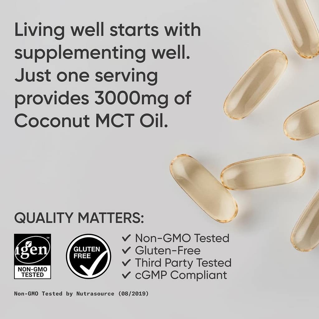 Sports Research Keto MCT Oil Capsules derived from Coconut Oil | Keto Fuel for The Brain Body | Derived from Non-GMO Coconuts (120 Soft gels) Sports Research Keto MCT Oil Capsules derived from Coconut Oil | Keto Fuel for The Brain Body | Derived from Non-GMO Coconuts (120 Soft gels)