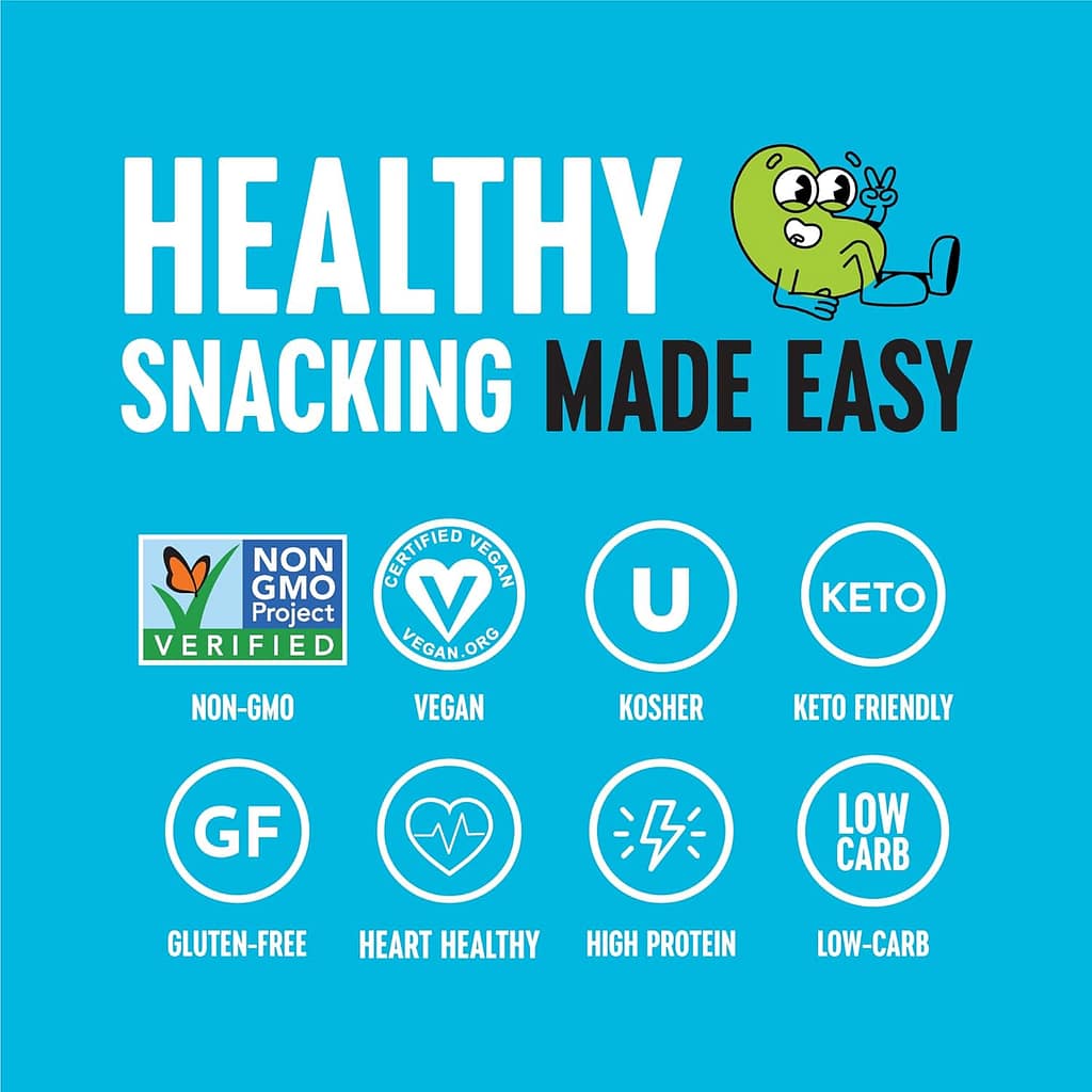 The Only Bean Crunchy Roasted Edamame - Healthy Snacks for Adults and Kids (Variety Pack), Low Calorie Carb Keto Snack Food, Vegan Gluten Free High Protein Snacks (11g), Office Snack, 0.9oz 24 pack The Only Bean Crunchy Roasted Edamame - Healthy Snacks for Adults and Kids (Variety Pack), Low Calorie Carb Keto Snack Food, Vegan Gluten Free High Protein Snacks (11g), Office Snack, 0.9oz 24 pack