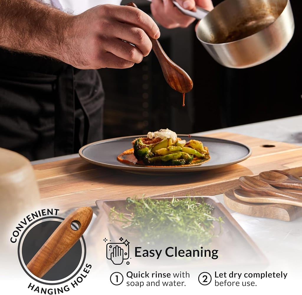 Zulay Kitchen 6-Piece Wooden Cooking Spoons Set – Heat-Resistant, Smooth Teak Utensils with Comfort Grip – Lightweight Durable – Easy to Clean, Perfect for Non-Stick Cookware Zulay Kitchen 6-Piece Wooden Cooking Spoons Set – Heat-Resistant, Smooth Teak Utensils with Comfort Grip – Lightweight Durable – Easy to Clean, Perfect for Non-Stick Cookware