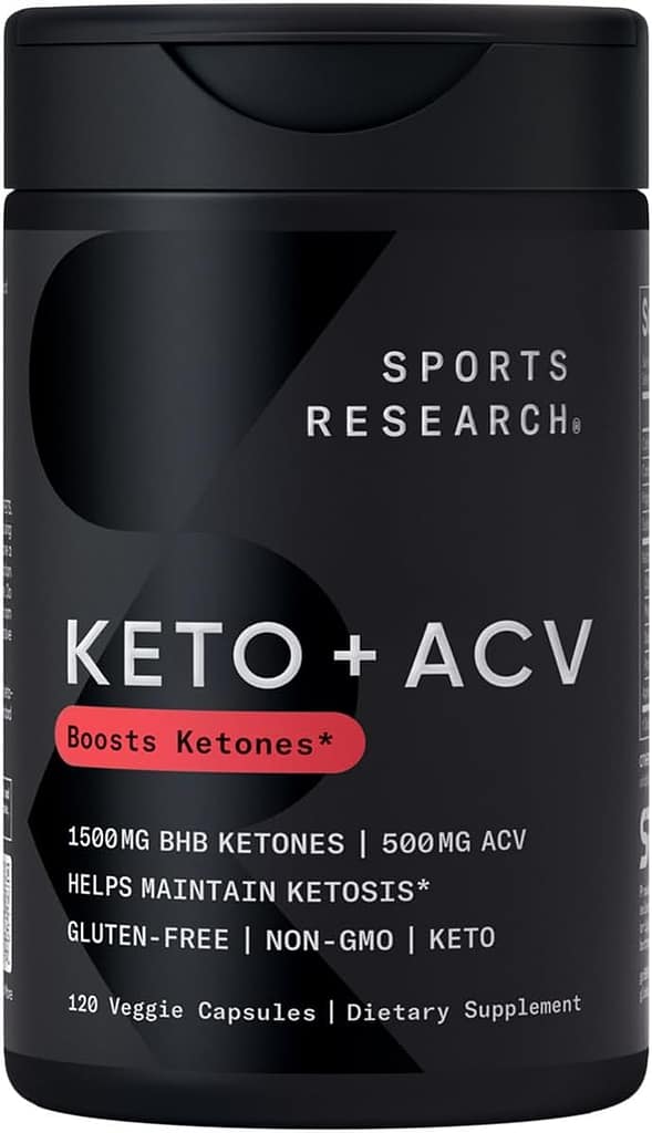 Sports Research® Keto Plus ACV Capsules - Diet Support with 500mg of Apple Cider Vinegar 1500mg goBHB® Exogenous Ketones - Gluten Free Keto Certified - 120 Veggie Capsules Sports Research® Keto Plus ACV Capsules - Diet Support with 500mg of Apple Cider Vinegar 1500mg goBHB® Exogenous Ketones - Gluten Free Keto Certified - 120 Veggie Capsules