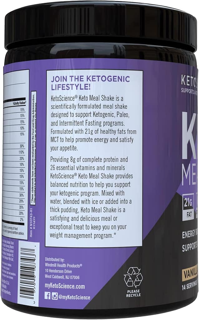 Keto Science Ketogenic Meal Shake Vanilla Dietary Supplement, Rich in MCTs and Protein, Packed with Collagen, Vitamins and Minerals, Keto and Paleo Friendly, Weight Loss, (14 servings), 20.49 Oz Keto Science Ketogenic Meal Shake Vanilla Dietary Supplement, Rich in MCTs and Protein, Packed with Collagen, Vitamins and Minerals, Keto and Paleo Friendly, Weight Loss, (14 servings), 20.49 Oz