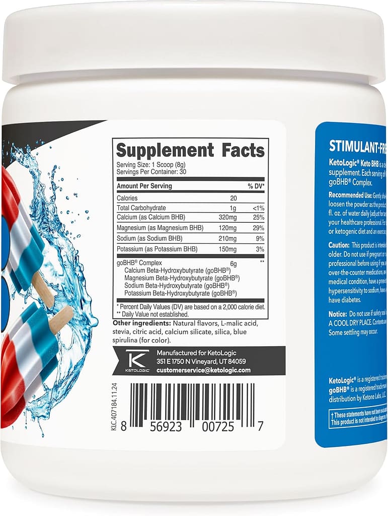 Ketologic Keto BHB (Patriot Pop Flavor) 30 Servings - Exogenous Ketone Supplement with goBHB, Beta-Hydroxybutyrate Salts Ketologic Keto BHB (Patriot Pop Flavor) 30 Servings - Exogenous Ketone Supplement with goBHB, Beta-Hydroxybutyrate Salts