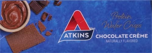 Atkins Chocolate Crème Protein Wafer Crisps, Protein Dessert, 4g Net Carb, 1g Sugar, High in Fiber, Keto Friendly, 5 Count Atkins Chocolate Crème Protein Wafer Crisps, Protein Dessert, 4g Net Carb, 1g Sugar, High in Fiber, Keto Friendly, 5 Count