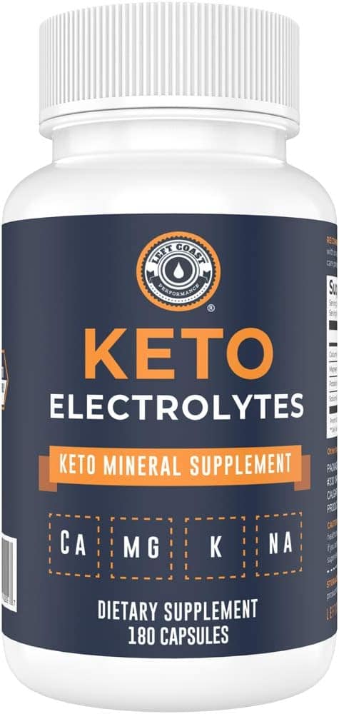 Keto Electrolyte Supplement, 180 Capsules. Electrolyte Pills for Ketogenic Diet. Magnesium, Potassium, Sodium, Calcium. Keto Tablets for Hydration Support* by Left Coast Performance Keto Electrolyte Supplement, 180 Capsules. Electrolyte Pills for Ketogenic Diet. Magnesium, Potassium, Sodium, Calcium. Keto Tablets for Hydration Support* by Left Coast Performance