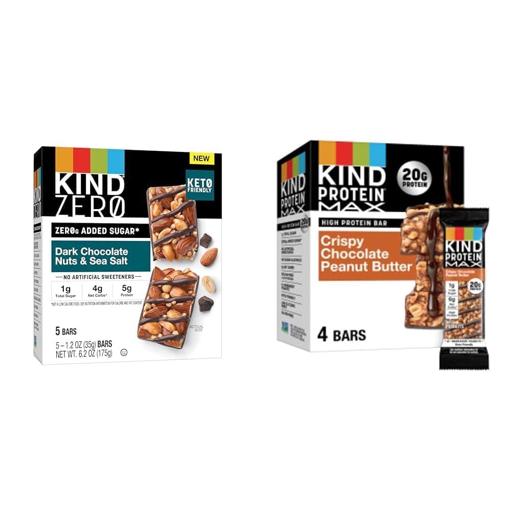 KIND ZERO Added Sugar Bars, Keto Friendly Snacks, Caramel Almond and Sea Salt Flavored, 6.2oz Box (5 Bars) KIND ZERO Added Sugar Bars, Keto Friendly Snacks, Caramel Almond and Sea Salt Flavored, 6.2oz Box (5 Bars)