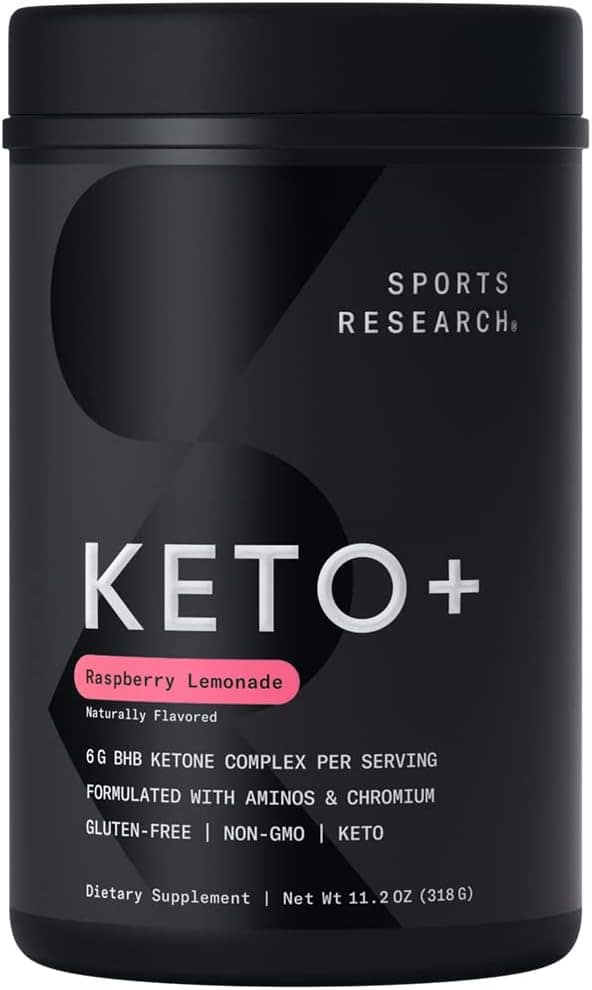 Sports Research Keto Plus Exogenous Ketones with goBHB - 30 Servings | Keto Electrolyte Powder for Hydration, Energy, Focus Ketosis | Keto Certified, Vegan Friendly (Raspberry Lemonade) Sports Research Keto Plus Exogenous Ketones with goBHB - 30 Servings | Keto Electrolyte Powder for Hydration, Energy, Focus Ketosis | Keto Certified, Vegan Friendly (Raspberry Lemonade)