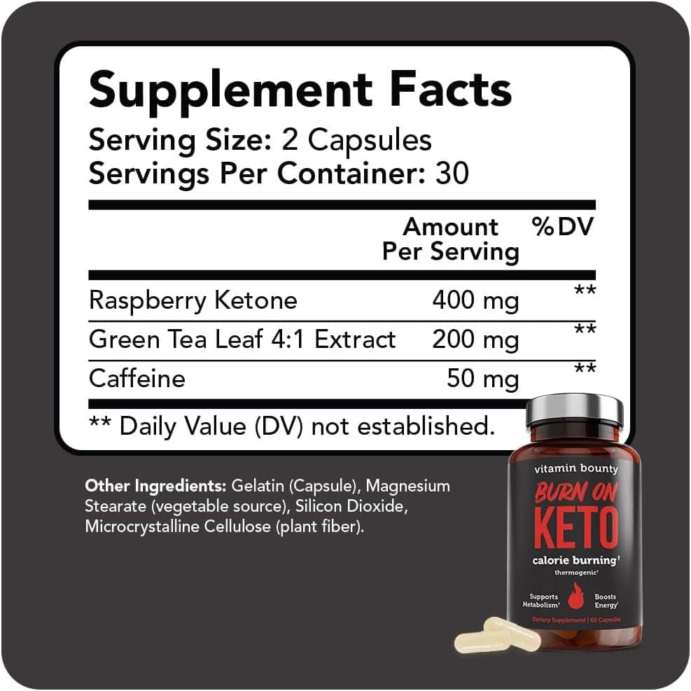 Vitamin Bounty Burn On Keto Multivitamin – Keto-Specific Nutritional Support with Magnesium, Potassium, and MCT for Energy, Cramp Relief, and Nutrient Optimization- GLP-1 Support- 60 Capsules Vitamin Bounty Burn On Keto Multivitamin – Keto-Specific Nutritional Support with Magnesium, Potassium, and MCT for Energy, Cramp Relief, and Nutrient Optimization- GLP-1 Support- 60 Capsules